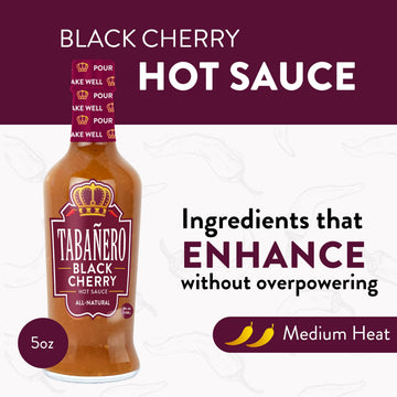 Tabanero Black Cherry Hot Sauce, All Natural, Gluten Free, Vegan, Kosher, 5 oz Bottle