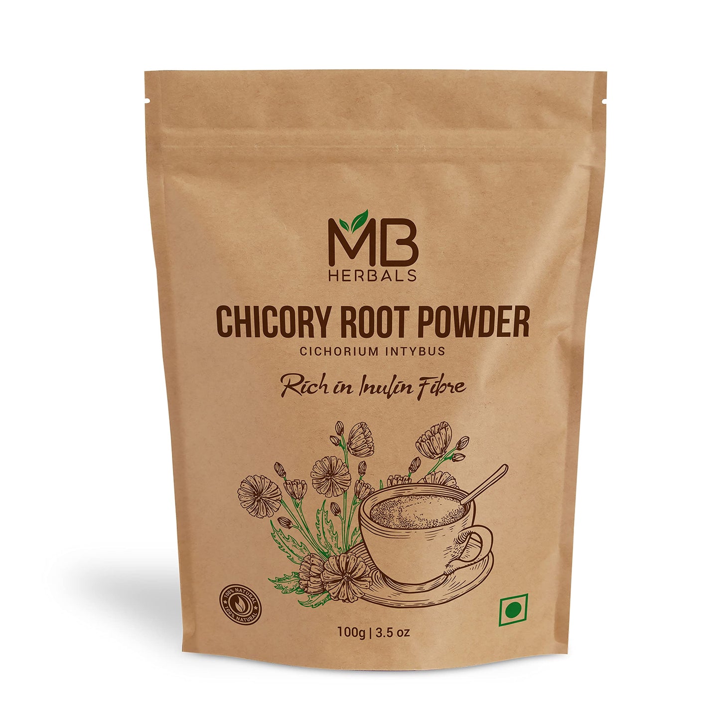 Mb Herbals Instant Chicory Granulated Powder 100 Gram (3.5 Oz) | Roasted | Non-Gmo | No Preservatives | Gluten Free | Product Of