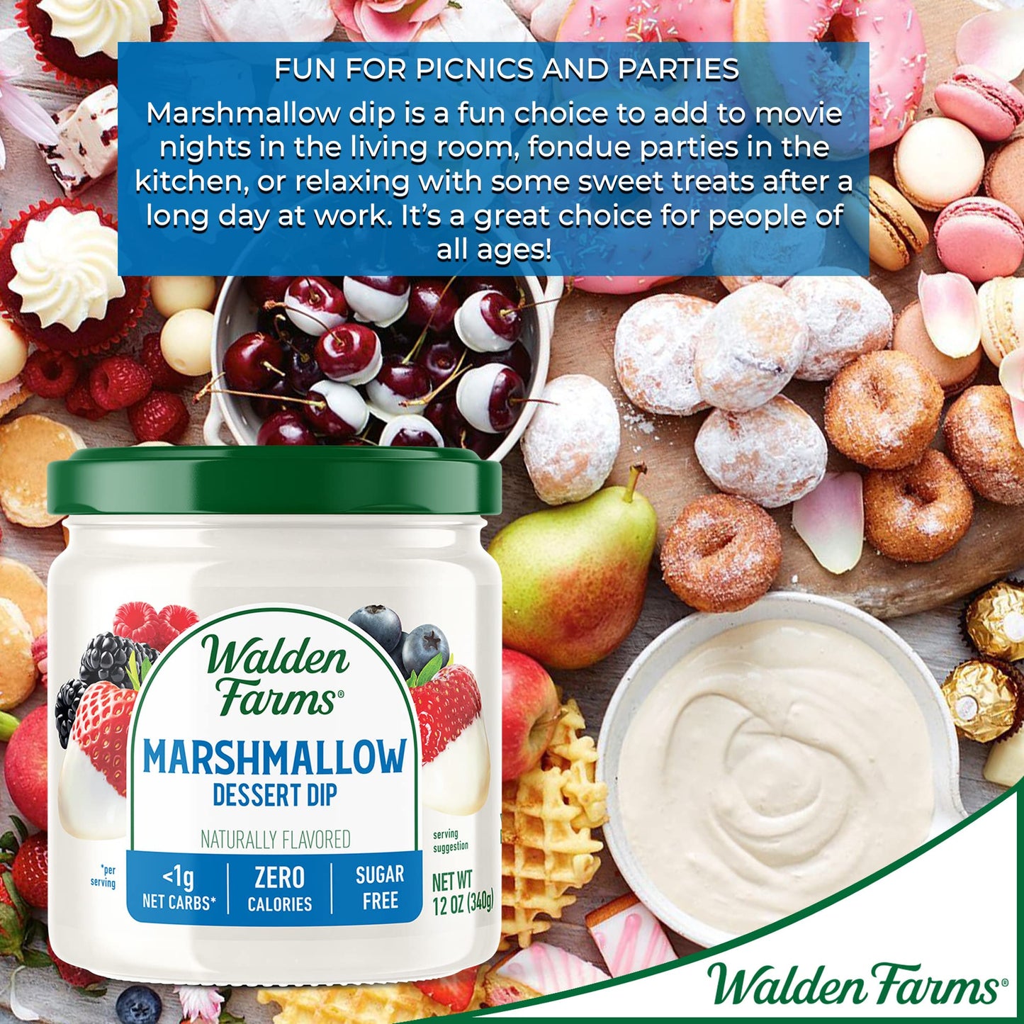 Walden Farms Marshmallow Dipping 12 Oz Jar - Smooth & Creamy, Vegan, Paleo And Keto Friendly, 0G Net Carbs - Perfect For Fruit P