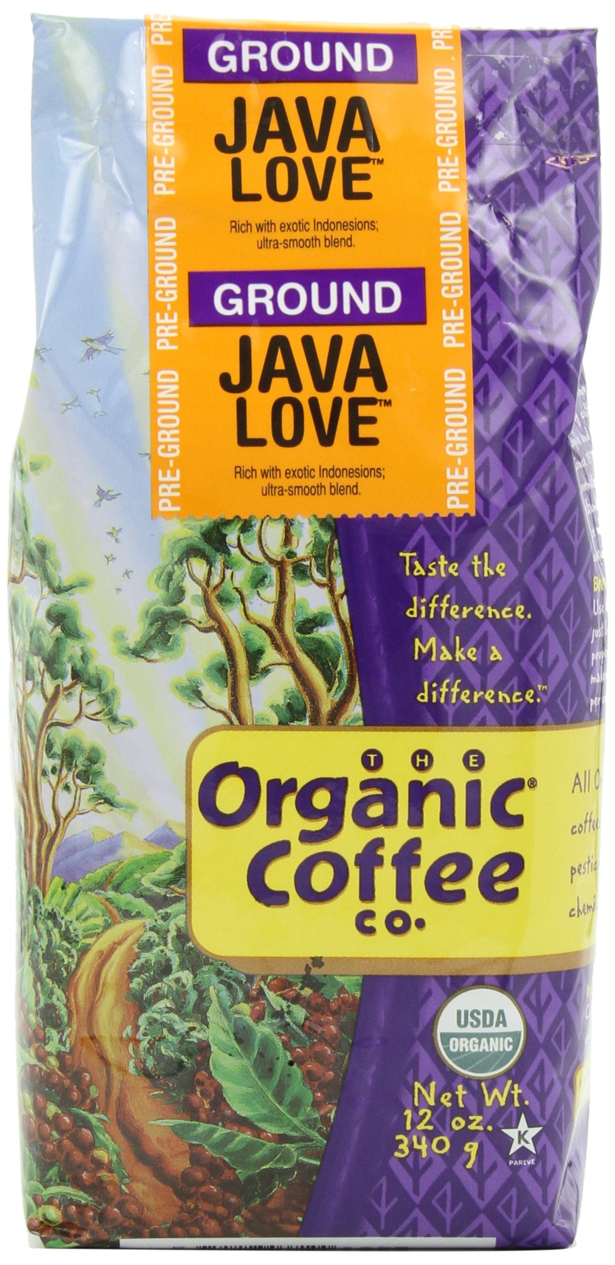 The Organic Coffee Co. Ground, Java Love, 12 Ounce