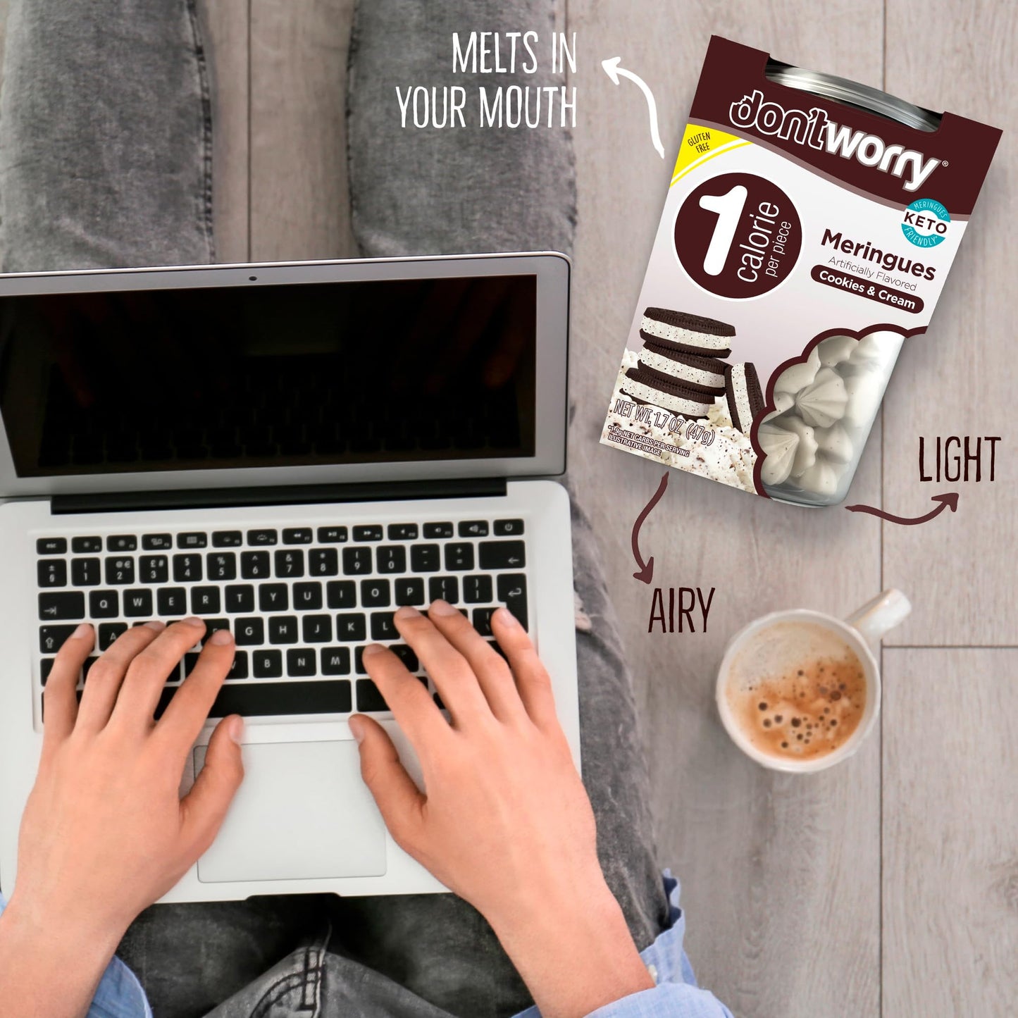 Don'T Worry Low Calorie Meringue Cookies - 4 Pack - Key Lime Pie And Cookies&Cream, Just 1 Calorie Per Piece | Low Sugar Candy,