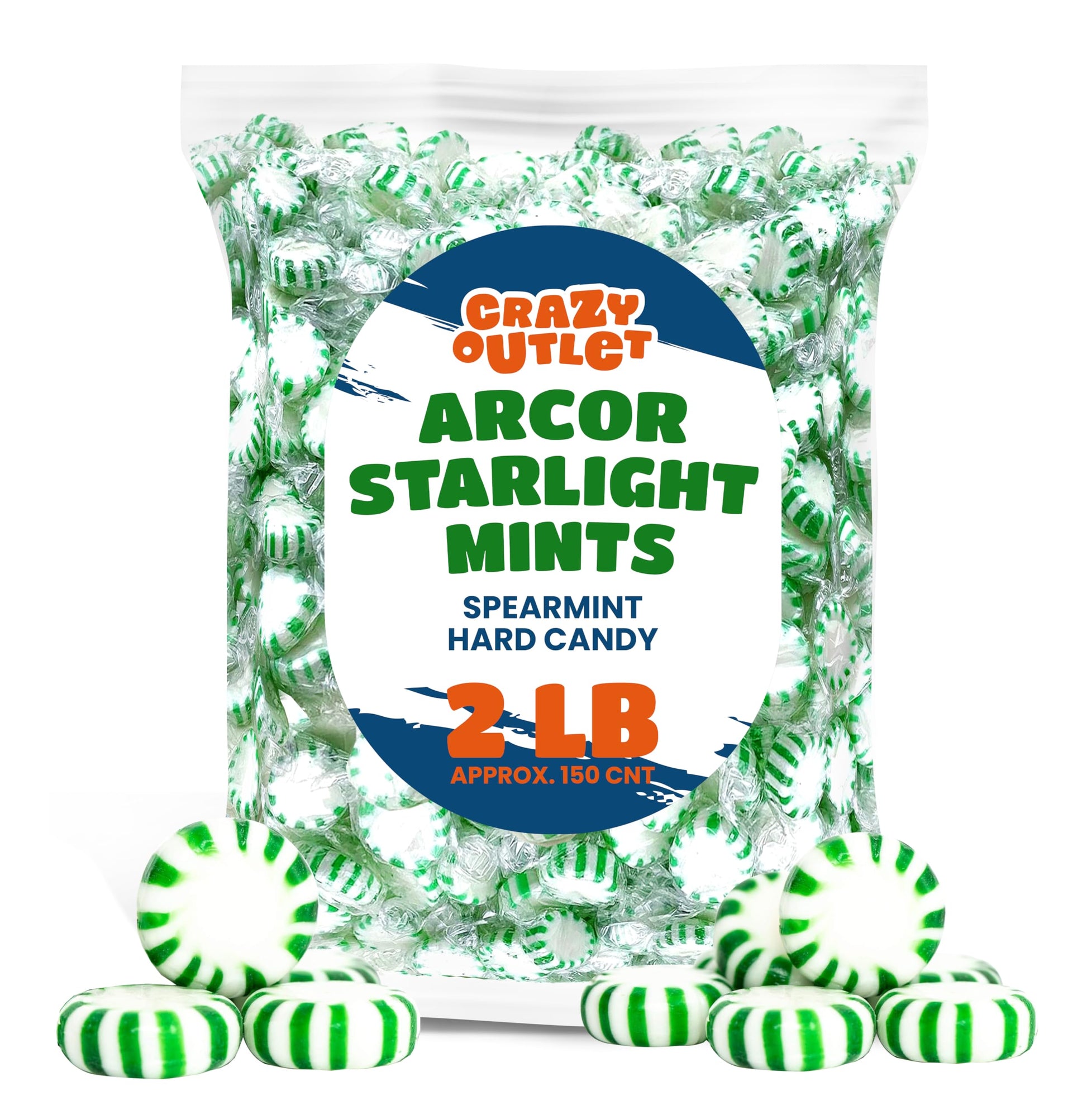 Arcor Starlight Mints - 2 Pound Bulk Pack (About 150 Count) - Spearmint Hard Candy