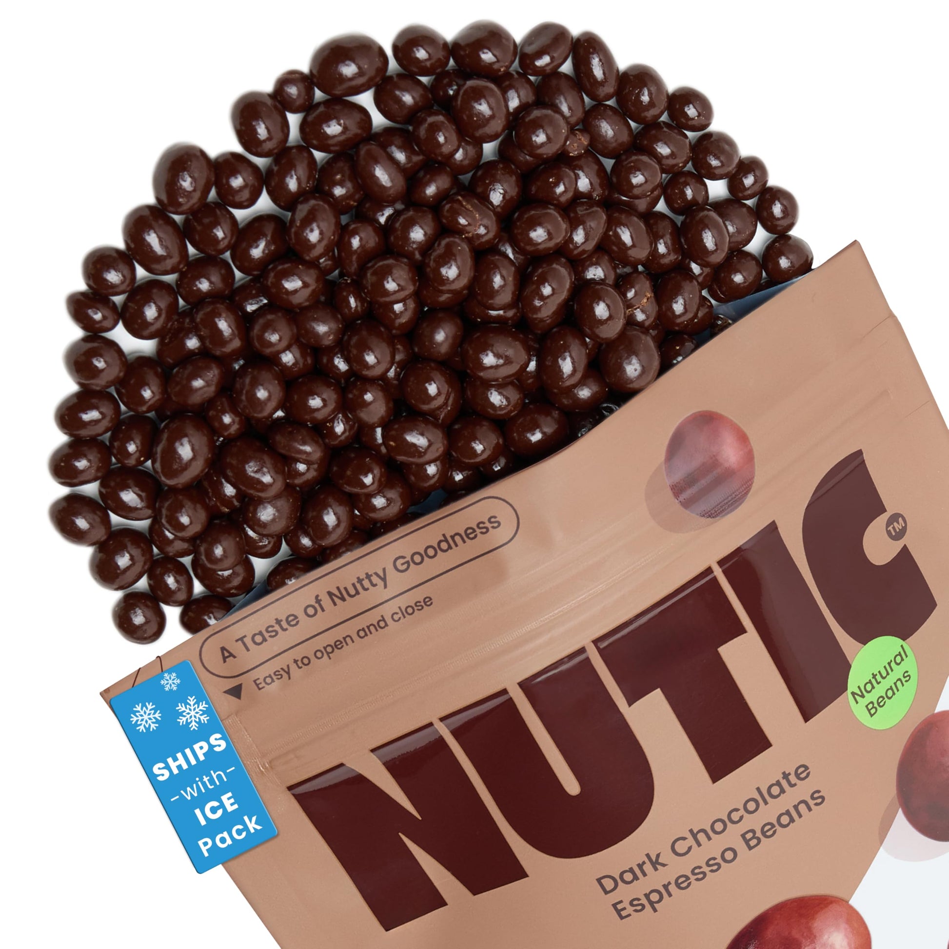 Nutic Dark Chocolate Covered Espresso Beans - 2LB, Bulk Espresso Candy, Brown
