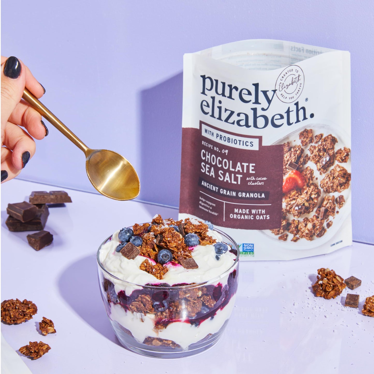 Purely Elizabeth, Chocolate Sea Salt, Ancient Grain Granola With Probiotics, Gluten-Free, 8 Ounce (Pack Of 3)