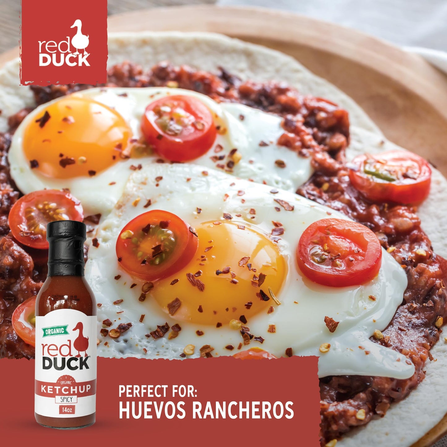 Red Duck Spicy Organic Ketchup - Gluten-Free, Vegan, All Natural, 14 ounces