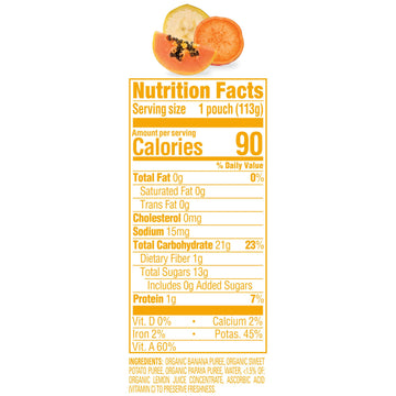 Happy Family Happy Baby Organic Clearly Crafted Stage 2 Baby Food Bananas, Sweet Potatoes & Papayas, 4 Pouch (Pack of 16), Banan