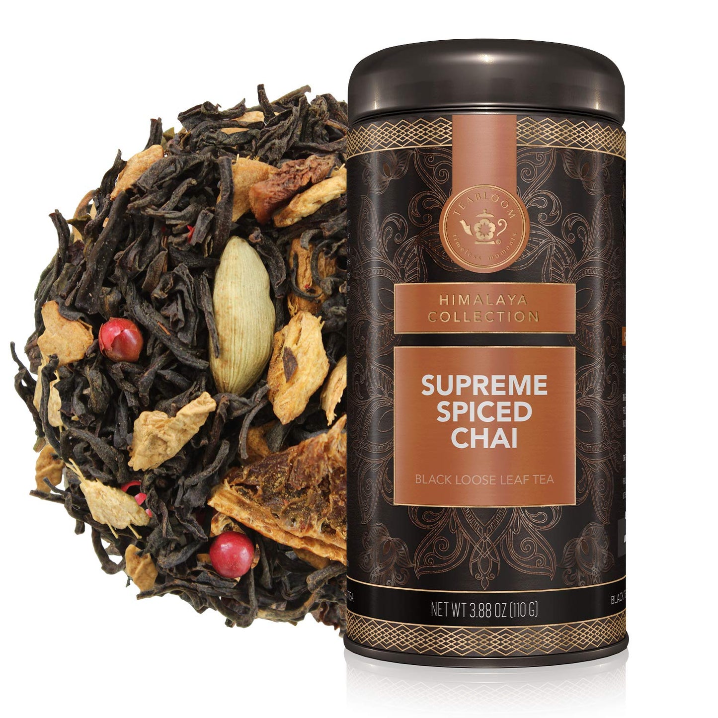 Teabloom Supreme Spiced Chai Loose Leaf Tea, Rich and Spicy Traditional Chai, Whole Black Tea Blend, 3.53 Ounce Loose Leaf Tea C