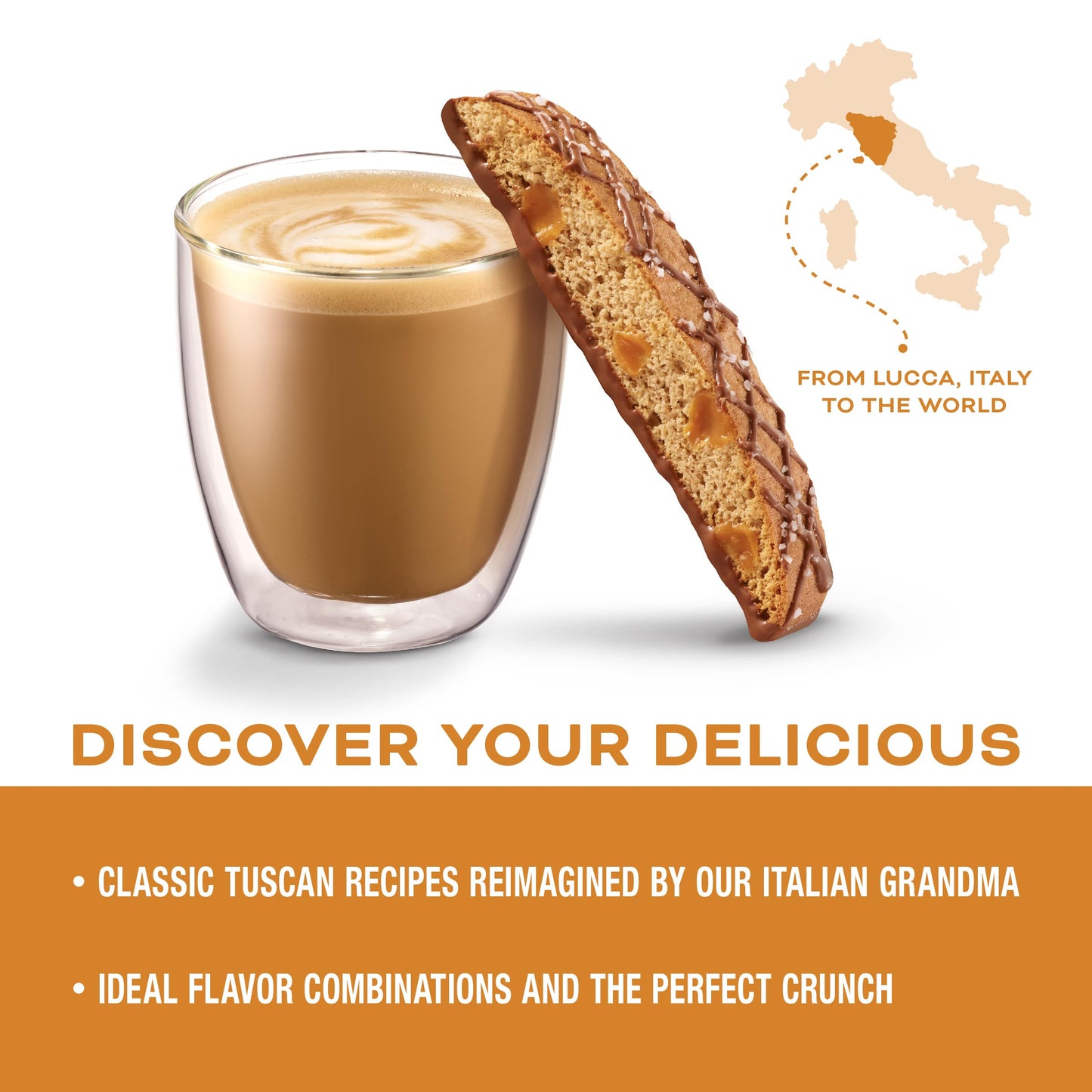 Nonnis Salted Caramel Biscotti Cookies - Individually Wrapped - 6.72 oz - Kosher - Rich Milk Chocolate & Sea Salt