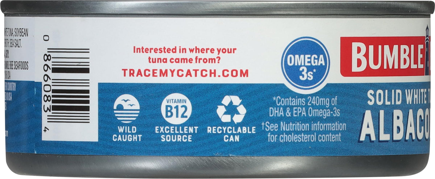Bumble Bee Solid White Albacore Tuna in Oil, 5 oz Can (Pack of 4) - Wild Caught Tuna - 28g Protein per Serving, High in Omega-3s