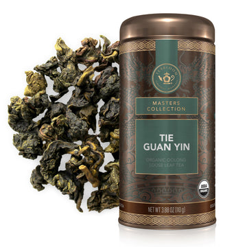Teabloom Organic Tie Guan Yin Oolong Loose Leaf Tea, Rolled Leaves From High-Elevation Mountains, USDA Organic, Toasted Walnut a