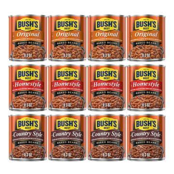Bushs Best Baked Beans Variety Pack, 12 Cans (4 Country Style, 4 Original, 4 Homestyle), 99.6 Ounce Total
