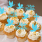 YCTHUNFISH Cupcake Toppers, 24 Pack, Bamboo, Glitter Cross, Blue, Religious Baptism/Party Decorations