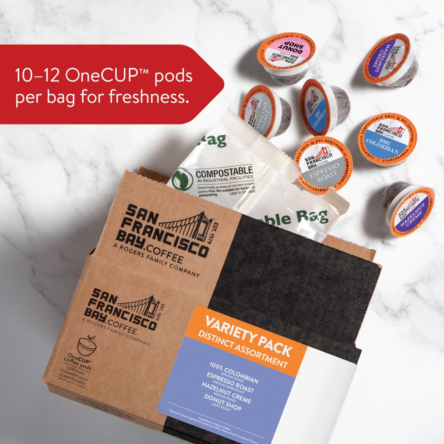 San Francisco Bay Compostable Coffee Pods - Assorted Variety Pack (80 Ct) K Cup Compatible Including Keurig 2.0, Donut Shop, Col