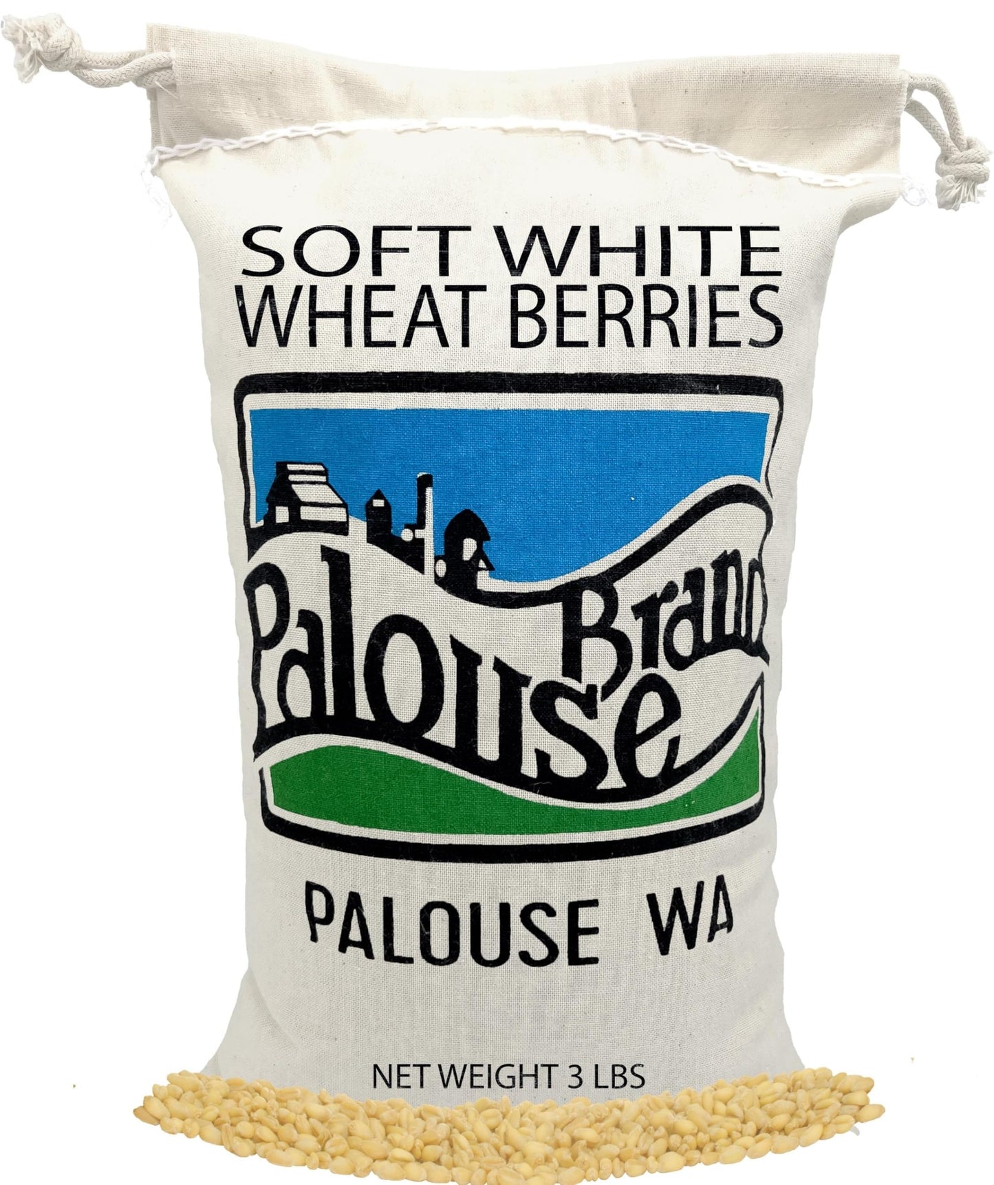 Palouse Brand Soft White Wheat Berries, 3 LBS, Non-GMO, Certified Glyphosate Free, Kosher, Family Farmed in Washington State
