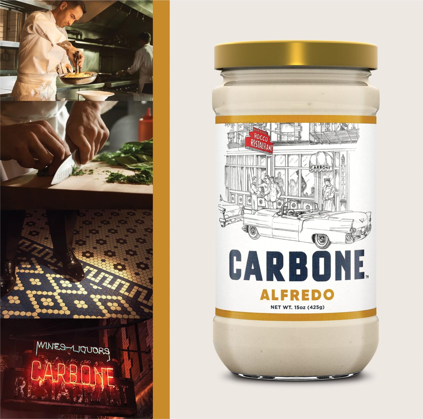 Carbone Classic Alfredo Pasta Sauce | Premium Quality Ingredients | Creamy Blend Of Parmesan And Romano Cheese | Low Carb, Glute