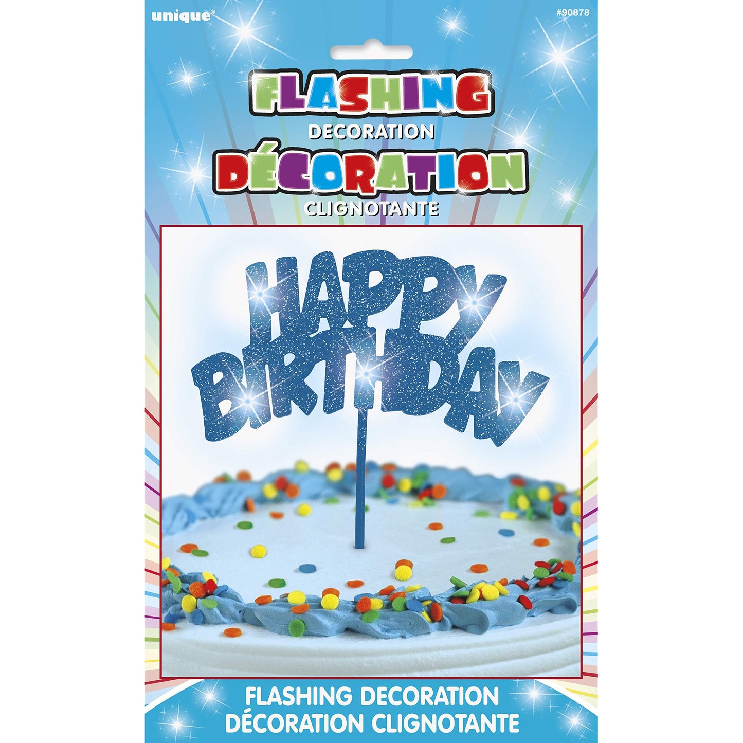 Blue Happy Birthday Led Flashing Pick - 10.25'', 1 Piece - Perfect For Birthday Celebrations