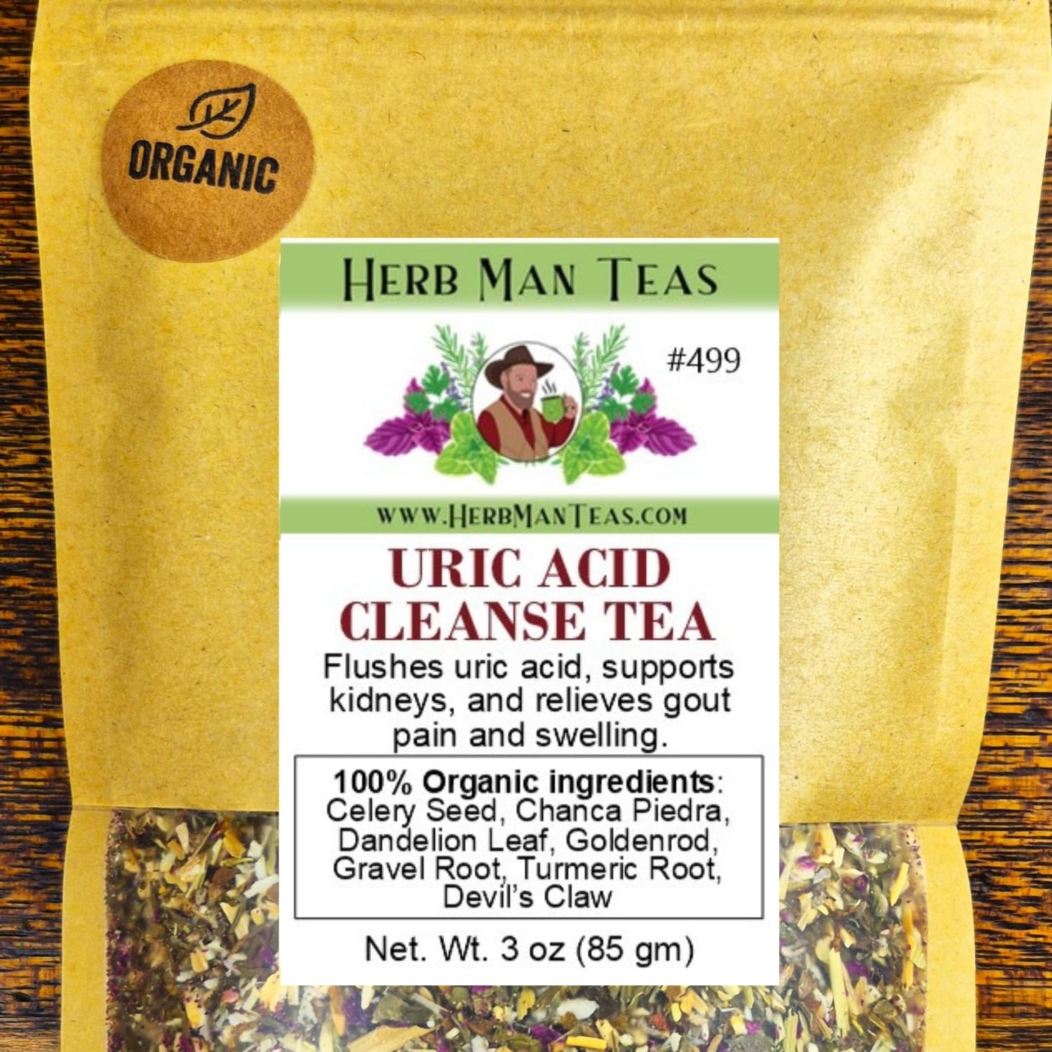 URIC ACID CLEANSE TEA - Kidney Cleansing & Joint Support - Organic Loose Leaf - by Master Herbalist Khabir | Celery Seed, Chanca
