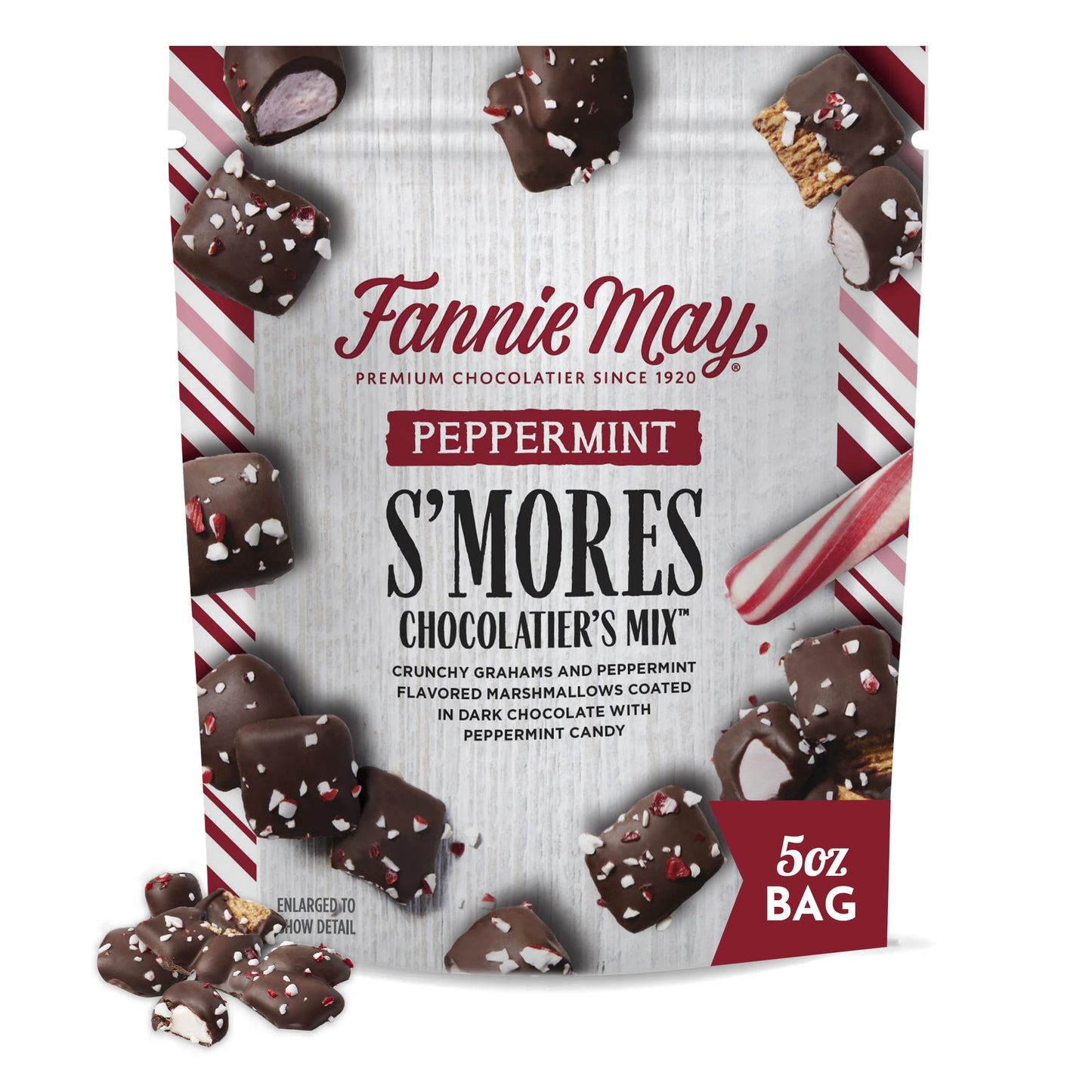 Fannie May, Enhanced Dark Chocolate, Smores Peppermint Snack Mix, Holiday Gift Bag, 5 Oz