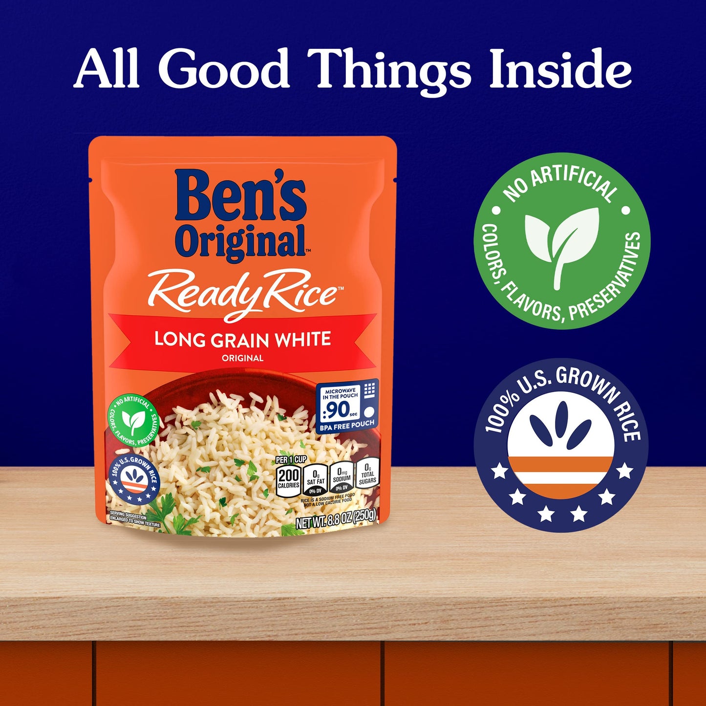 Ben'S Original Ready Rice Original Long Grain White Rice, Easy Dinner Side, 8.8 Oz Pouch (Pack Of 6)