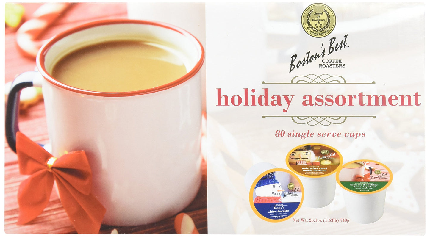 Bostons Best Single Serve Coffee, Holiday Assortment, 80 Count