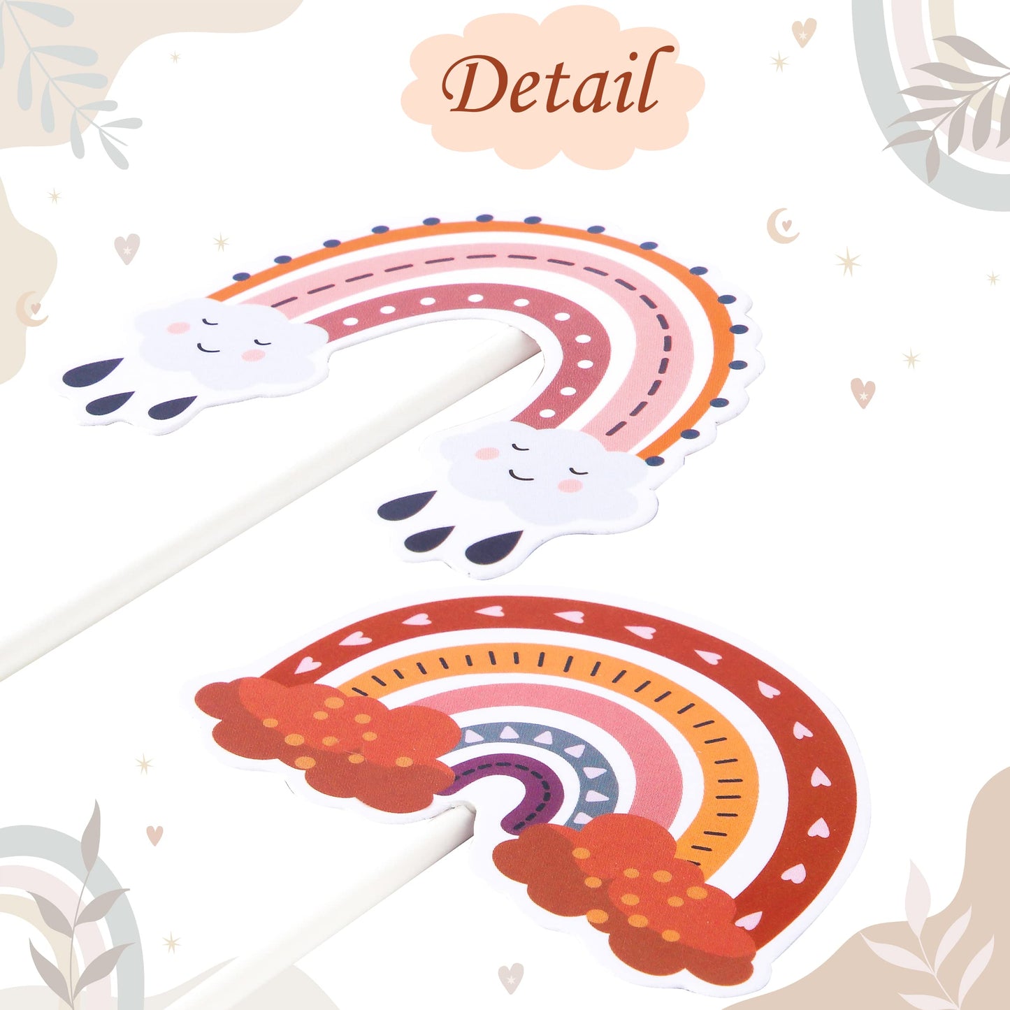24Pc Boho Rainbow Cupcake Toppers For Boho Rainbow Party & Baby Showers