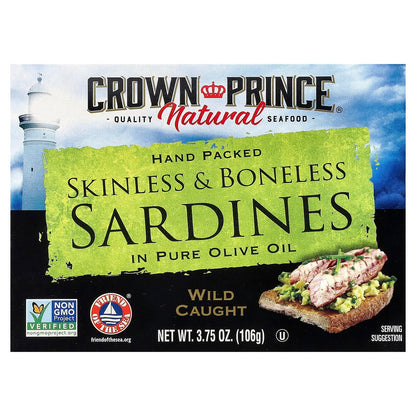Crown Prince, Skinless & Boneless Sardines in Olive Oil, 3.75 oz
