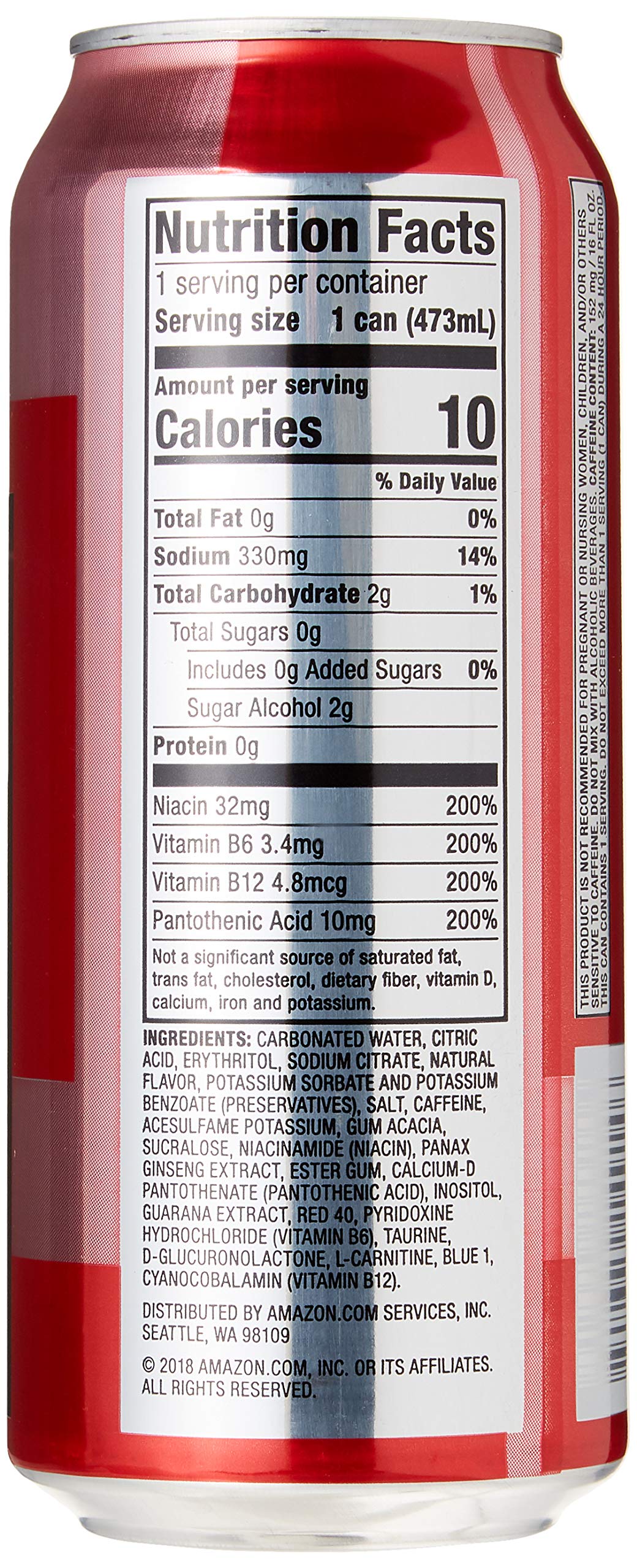 large online retailer Brand - Solimo Red Energy Drink  Sugar-Free  Vegan  Low-Calorie  16 fl oz (Pack of 12)
