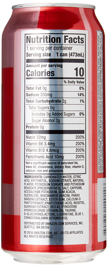 large online retailer Brand - Solimo Red Energy Drink  Sugar-Free  Vegan  Low-Calorie  16 fl oz (Pack of 12)