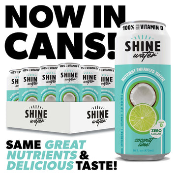 Shinewater Vitamin D Hydration Electrolyte Drink, Coconut Lime 12 Pack, Sugar Free Naturally Flavored Water, Magnesium, Zinc, Vi