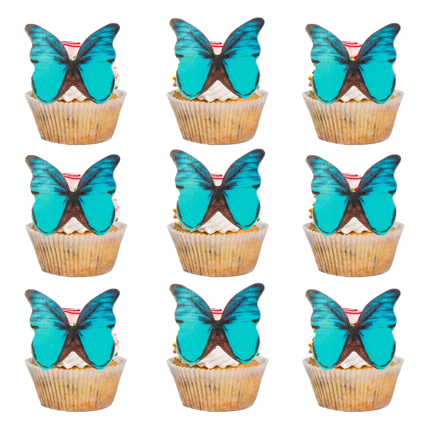 Gyufise 48Pcs Edible Butterfly Cake Decorations - Wafer Paper Butterflies & Cupcake Toppers In Green