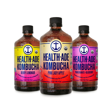 Health-Ade Fan Favorite Variety Pack Kombucha Tea, Organic Drink with Living Probiotics, Detoxifying Acids, Supports Gut Health,