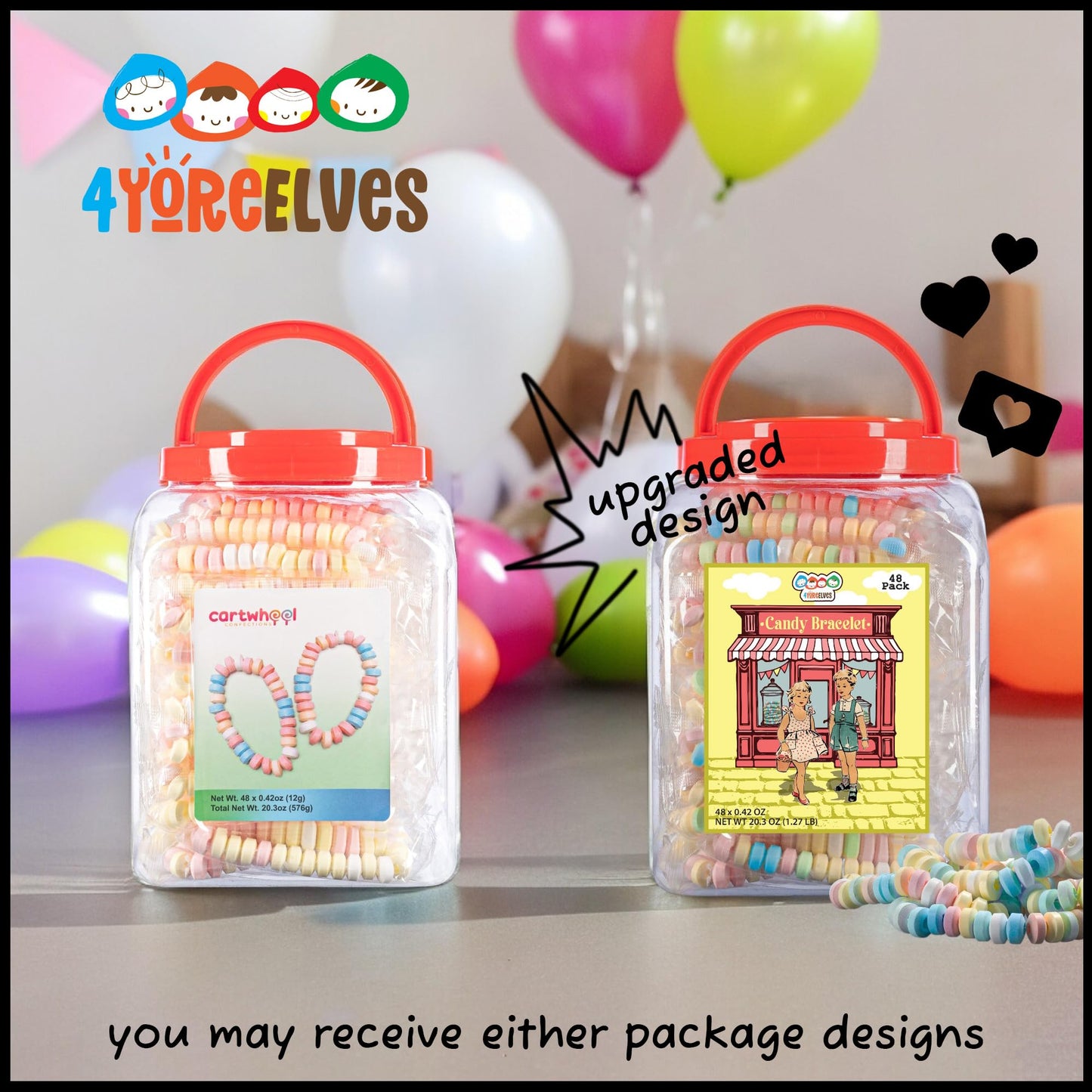 48 Candy Bracelets Individually Wrapped, Bracelet Candy Jewelry, Pastel Candy for Buffet, Goody Bag Stuffers, Barbie Party Favor