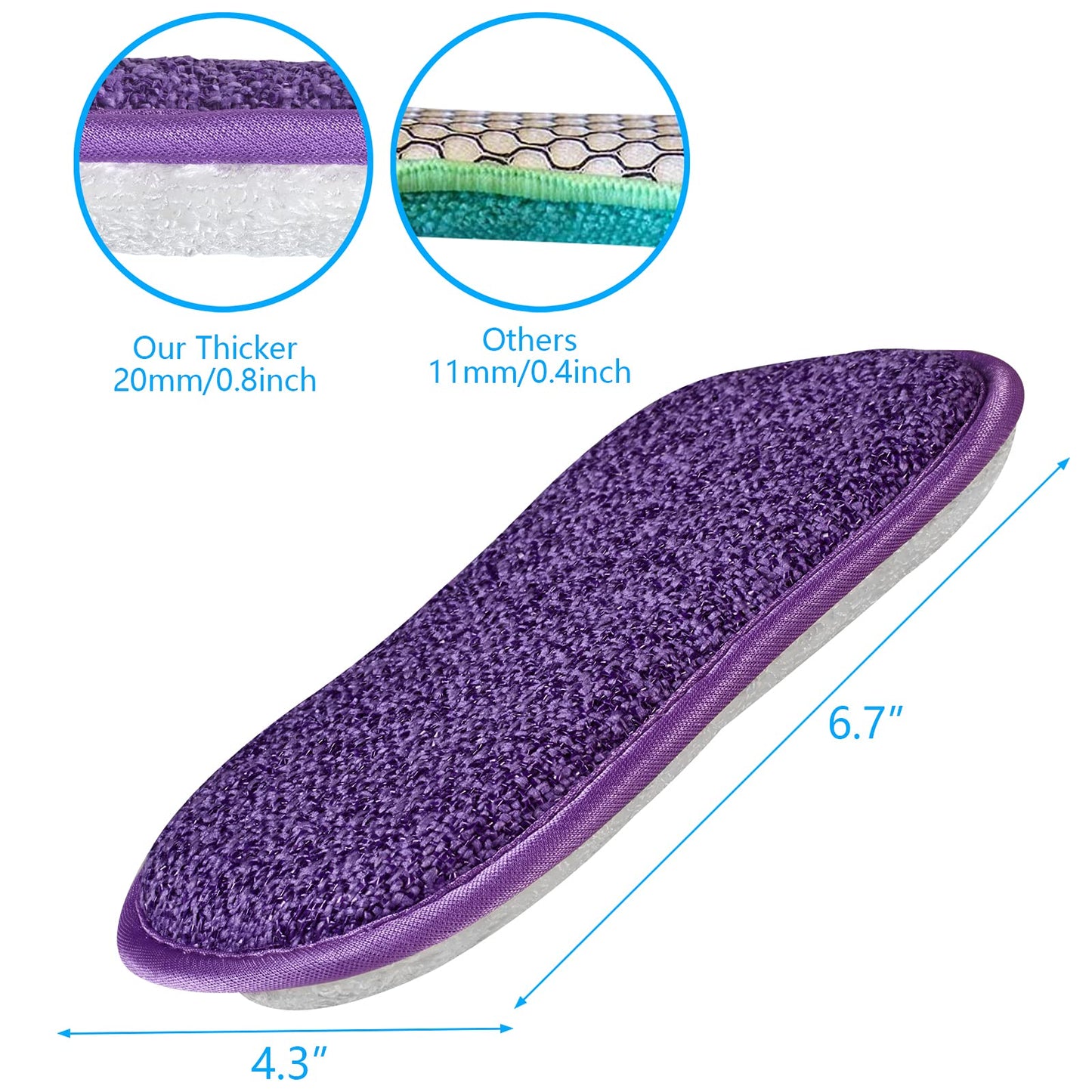 5 Pack Kitchen Dish Scrub Sponge Pads Non Scratch With Bamboo Microfiber Dishcloth No Odor Reusable Washable Multipurpose Scrubb