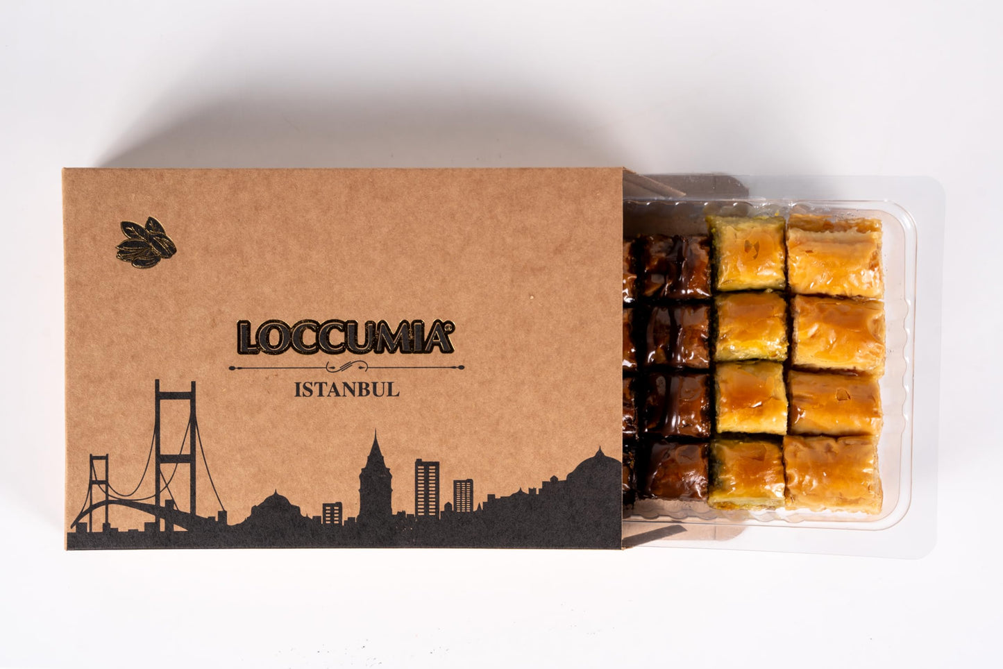 Loccumia Baklava Pastry Gift Box Halal Snacks With Chocolate, Pistachios, Walnuts, Hazelnuts, Shatila Arabic Greek Turkish Bakla