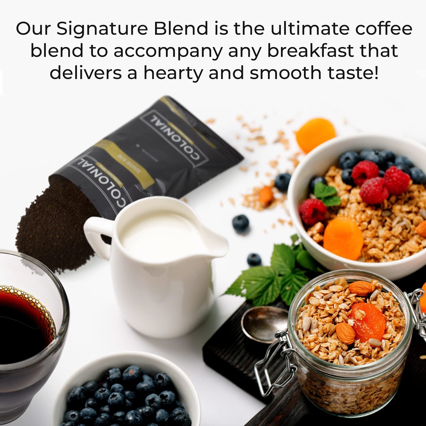 COLONIAL INTERNATIONAL COFFEE 32 Count Breakfast Blend Medium Roast Coffee Packets, 2.5 Ounce Each, Bulk Ground for Home & Office
