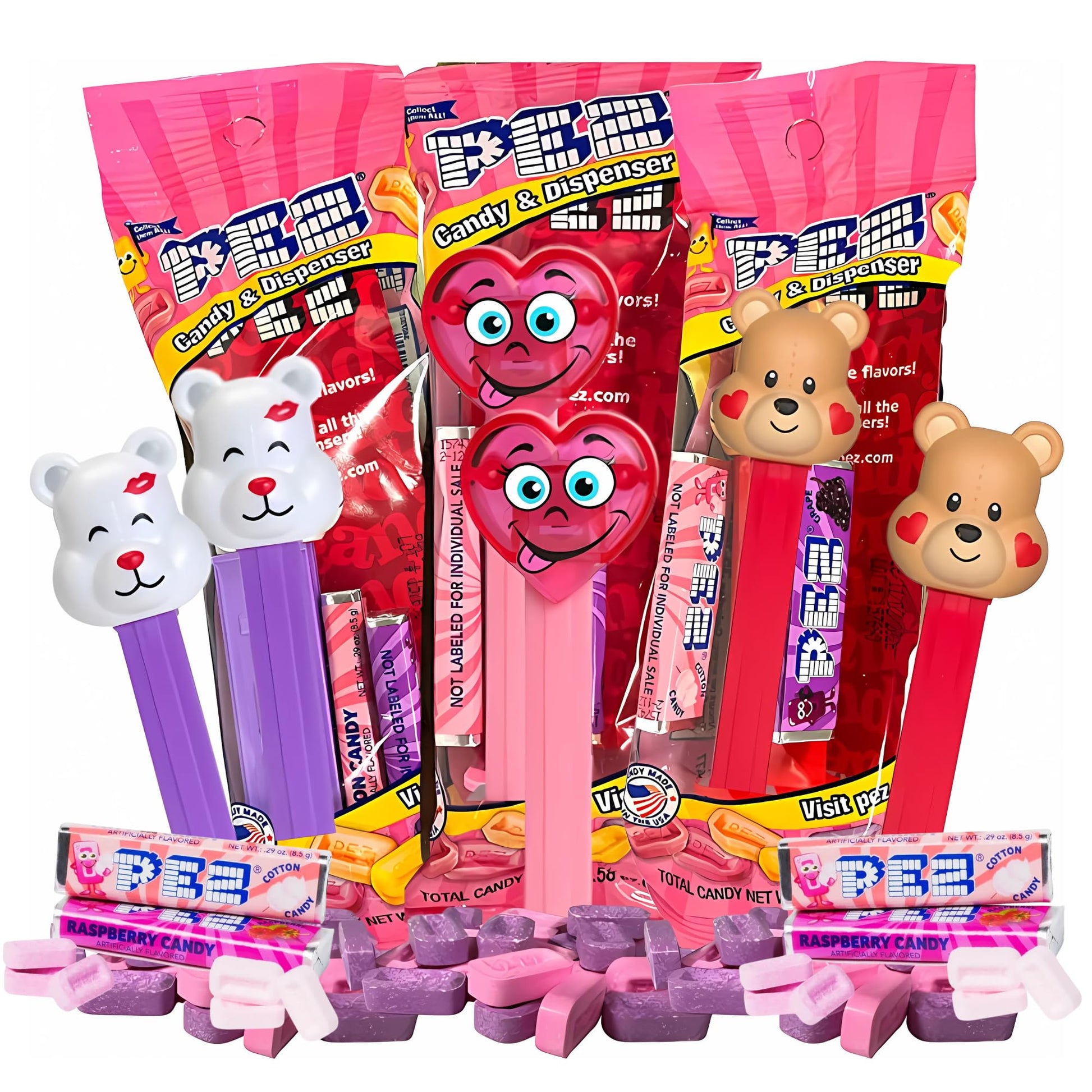 ValentineS Day Candy Dispensers - 3 Pack Gift Set With Assorted Refill Rolls  Special Release Characters | Cute Bears & Hearts | Great Classroom Exchange Treat