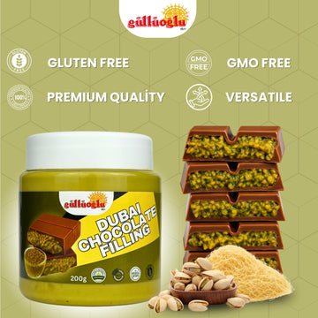 GÜLLÜOGLU Chocolate Filling with Pistachio Cream & Kadayif – 200g / 7oz Middle Eastern Gourmet Dessert