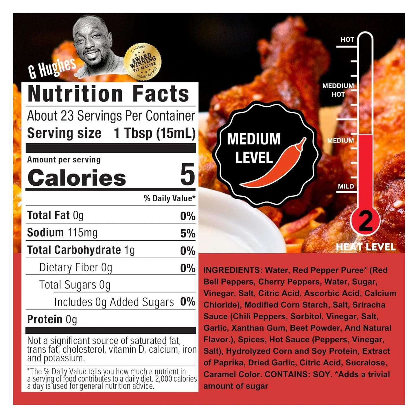G. Hughes Smokehouse Sugar Free Wing Sauce (12 oz) - Thai Chili, Medium