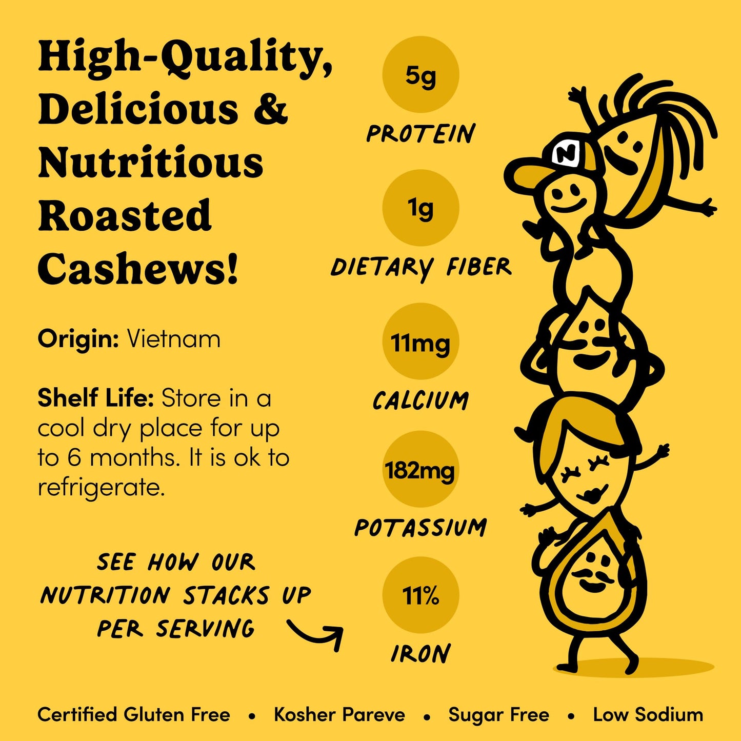 Nuts.com Roasted Cashews - Lightly Salted, Vegan, Gluten-Free, 2 Lb Bag, Healthy Snack, Good Source of Protein & Fiber
