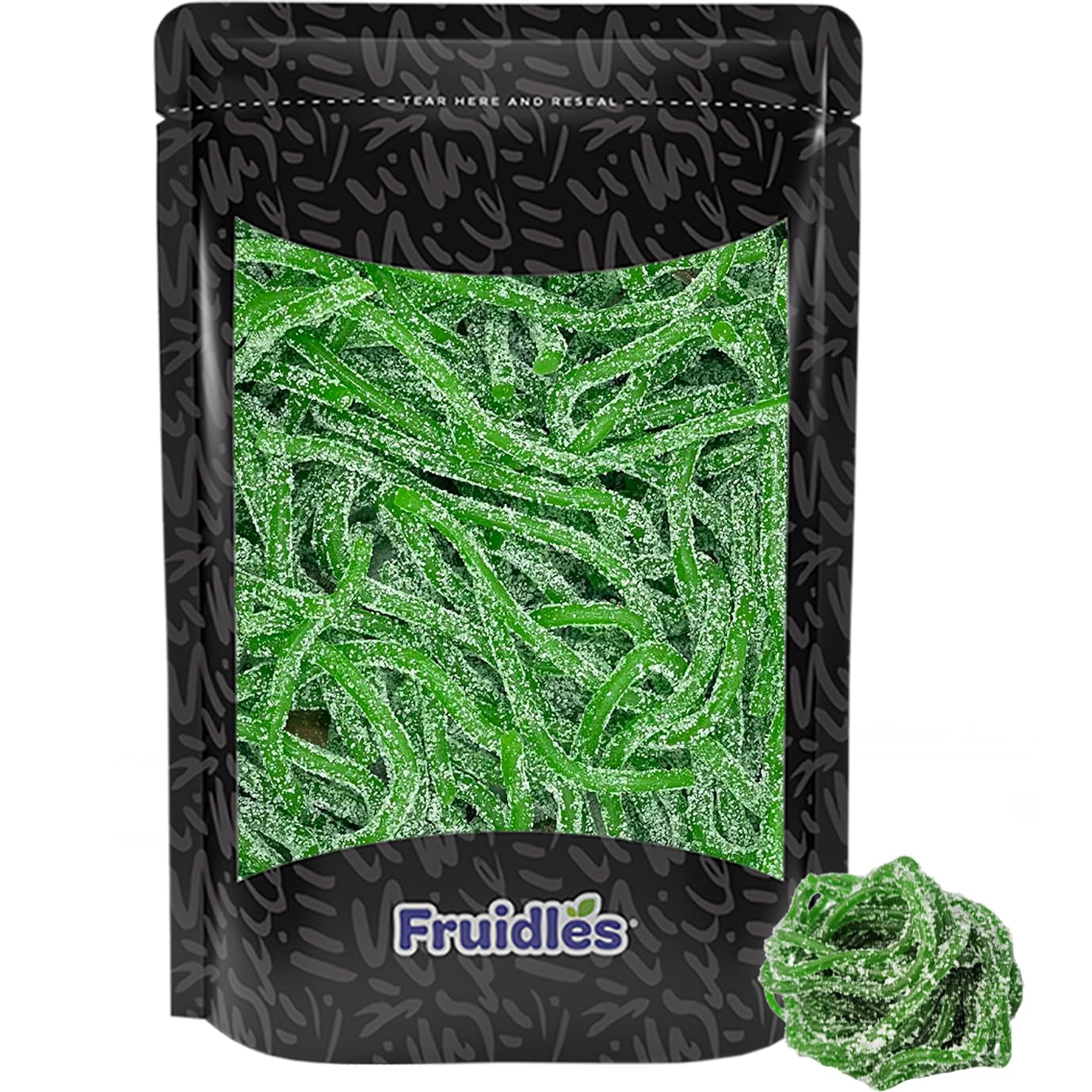 Fruidles Licorice Laces, Long Shoestring Candy Straws, Soft Chewy, Gelatin-Free, Party Favor (Sour Green Apple Laces, 2 Pounds)