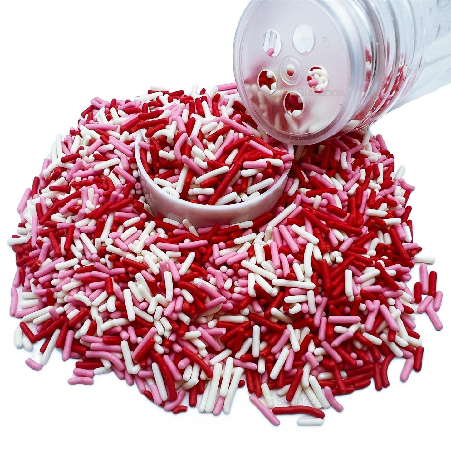 Se Si&Moos Red White And Pink Jimmies Sprinkles Valentines Sprinkles Edible Soft Jimmies Soft Sprinkles For Topping Ice Cream, C