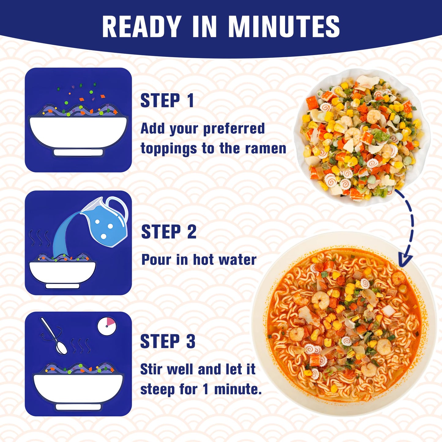 Classic Ramen Toppings Seafood Mix 14oz  12 Ingredient Blend with Shrimp  Squid & Sea etc  Dried Ramen Toppings Flavor Rich  Non-GMO  Low Sodium for Ramen  Instant Noodles & Soup Topper