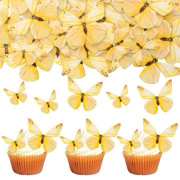 Gyufise 72Pcs Edible Cupcake Toppers - Wafer Paper Butterfly Cupcake Picks for Baby Shower & Kids Birthday Party Cake Supplies -