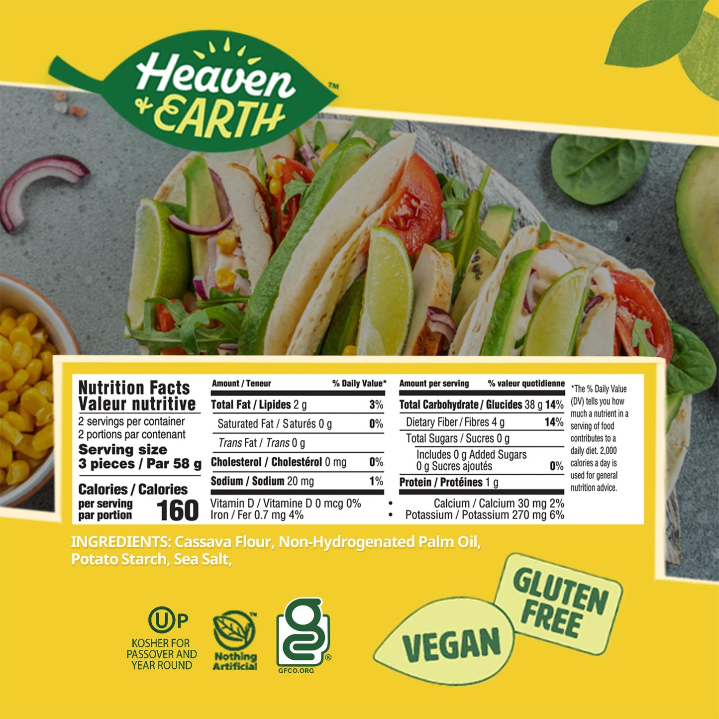 Heaven & Earth Cassava Tortillas, Gluten-Free & Grain-Free, 24 Tortillas, Paleo & Vegan Friendly, Kosher for Passover