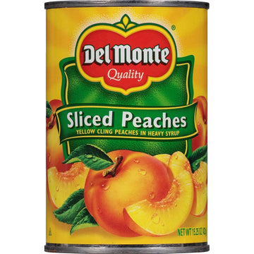 Del Monte (2 Cans) Del Monte Sliced Peaches, Canned Fruit, 15 oz per Can. Total 30 Ounces.DEL Monte Yellow Cling Sliced Peaches 