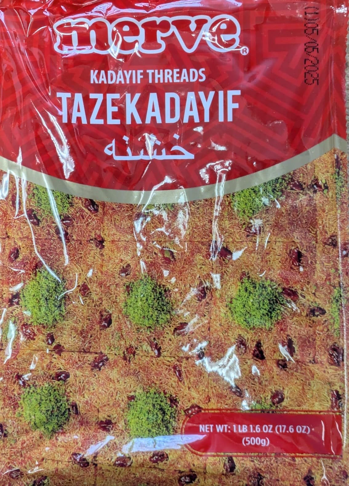 Merve Kataifi Dough - Shredded Fillo (Phyllo) Kataifi Fresh Kadayif Dubai Chocolate Katafi Dessert 500G