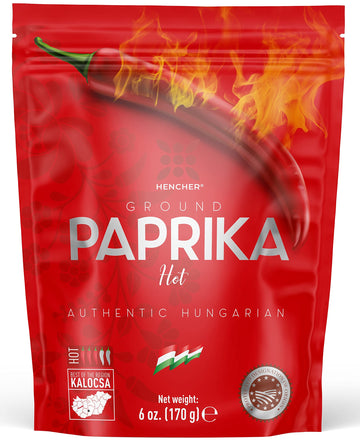 Artisan HOT Hungarian Paprika Powder (6oz/170g) Non-GMO, Imported from Hungary, Amazing Color, Unrivalled Flavor