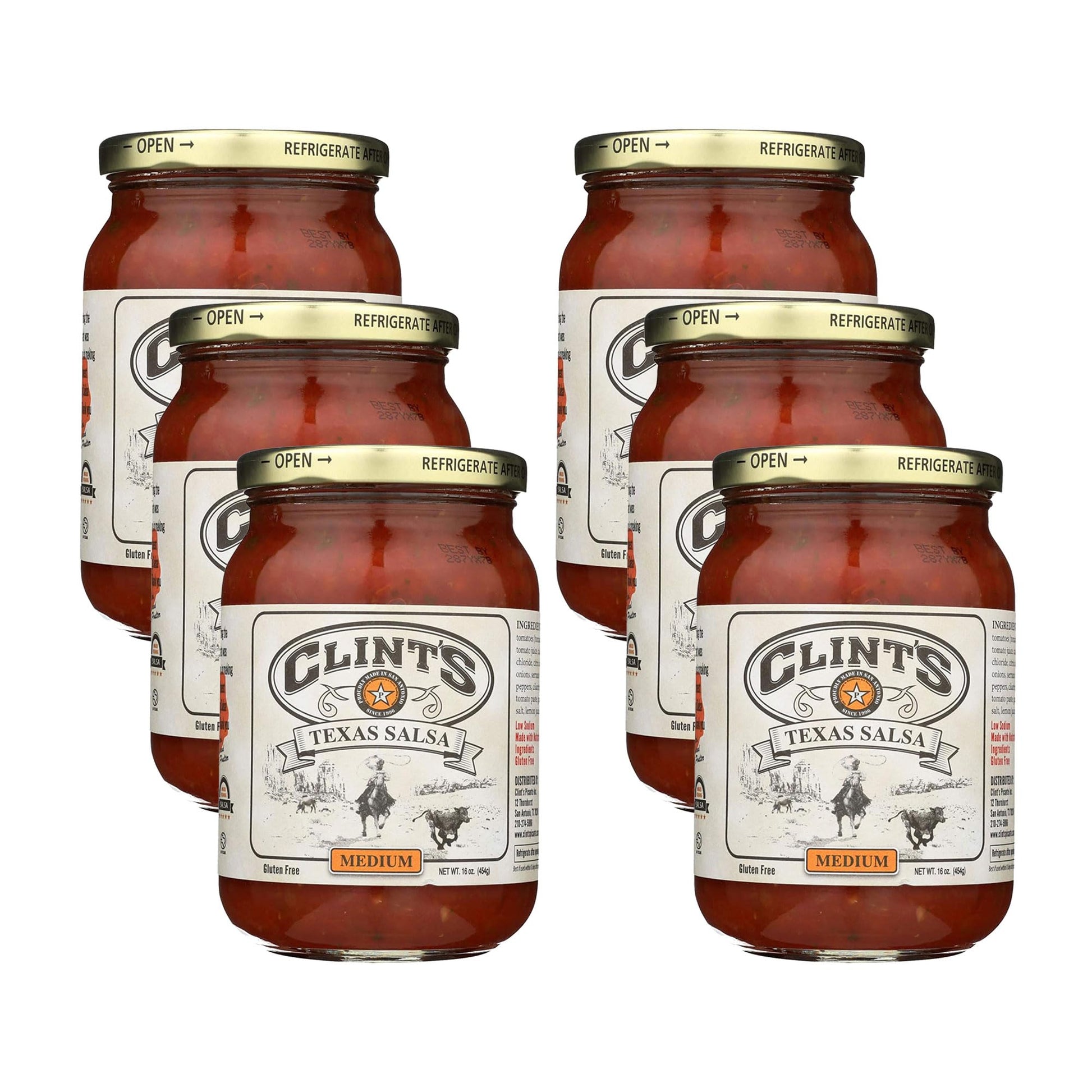 Clints Texas Medium Salsa, 16-ounce Jars (Pack of 6)