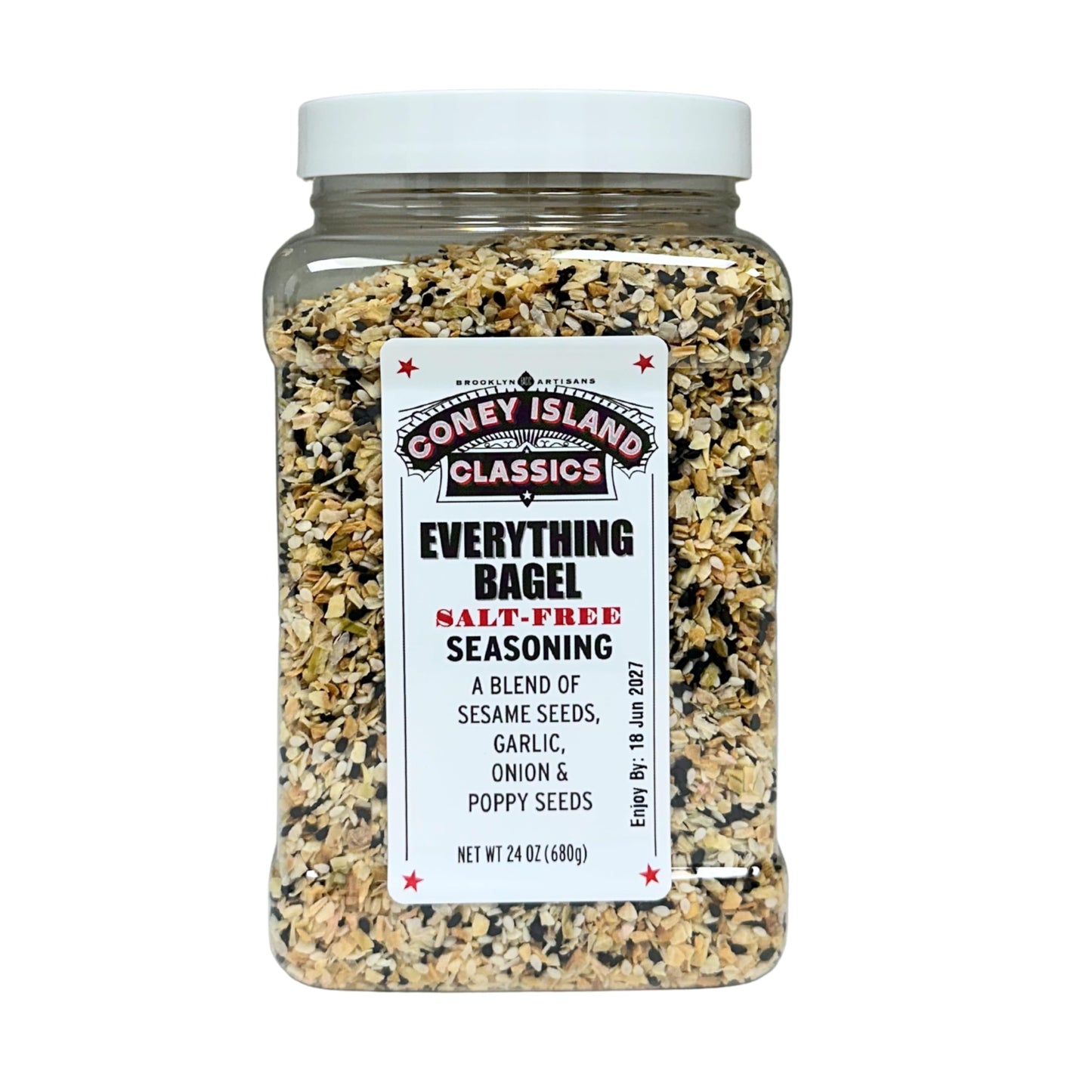 CONEY ISLAND CLASSICS Everything Bagel Salt Free Seasoning Blend, 24 Oz Container, Gluten Free, Keto, Paleo, with Sesame Seeds, Onion, Garlic, Poppy Seed