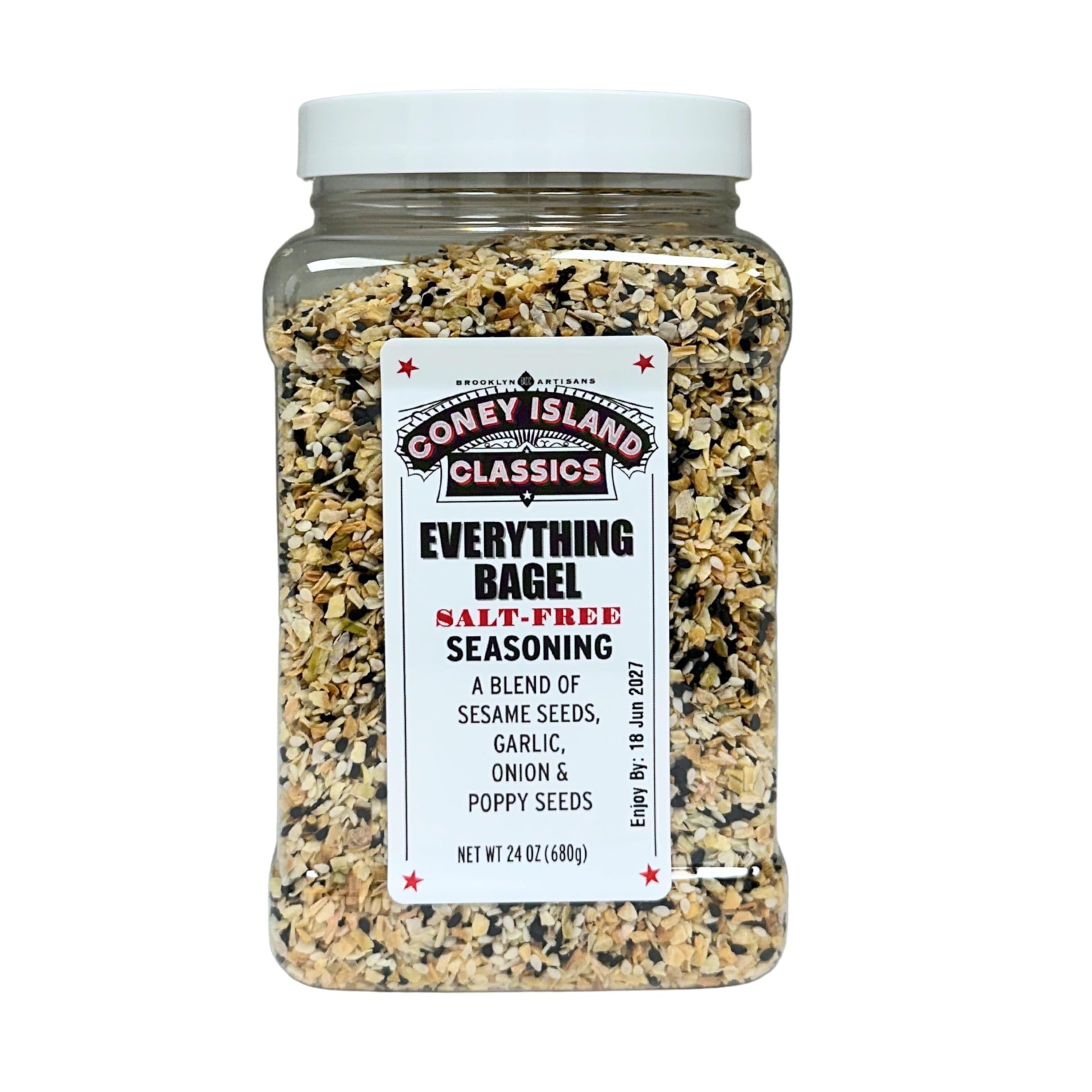 CONEY ISLAND CLASSICS Everything Bagel Salt Free Seasoning Blend, 24 Oz Container, Gluten Free, Keto, Paleo, with Sesame Seeds, Onion, Garlic, Poppy Seed